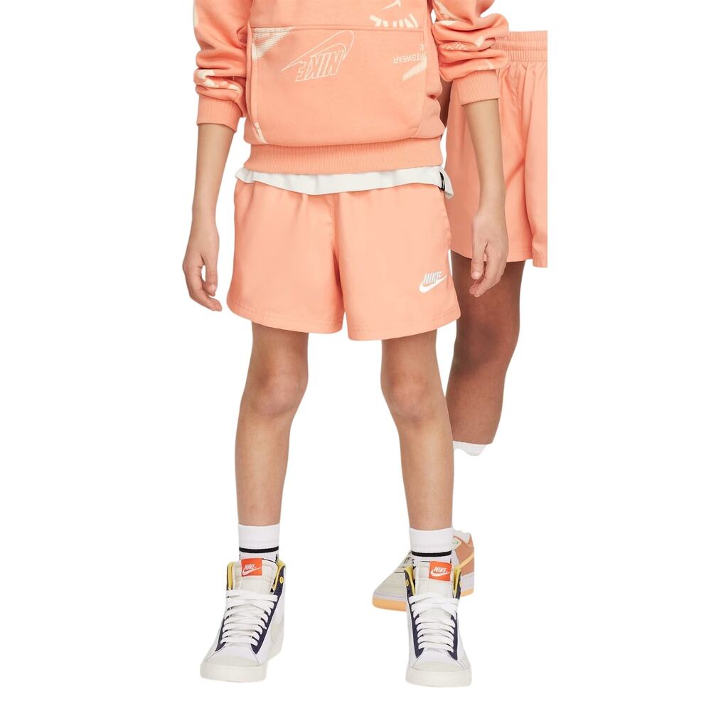 Nike Kids Small Apricot Agate White Sportswear Club Woven Short Athleisure S7-20
